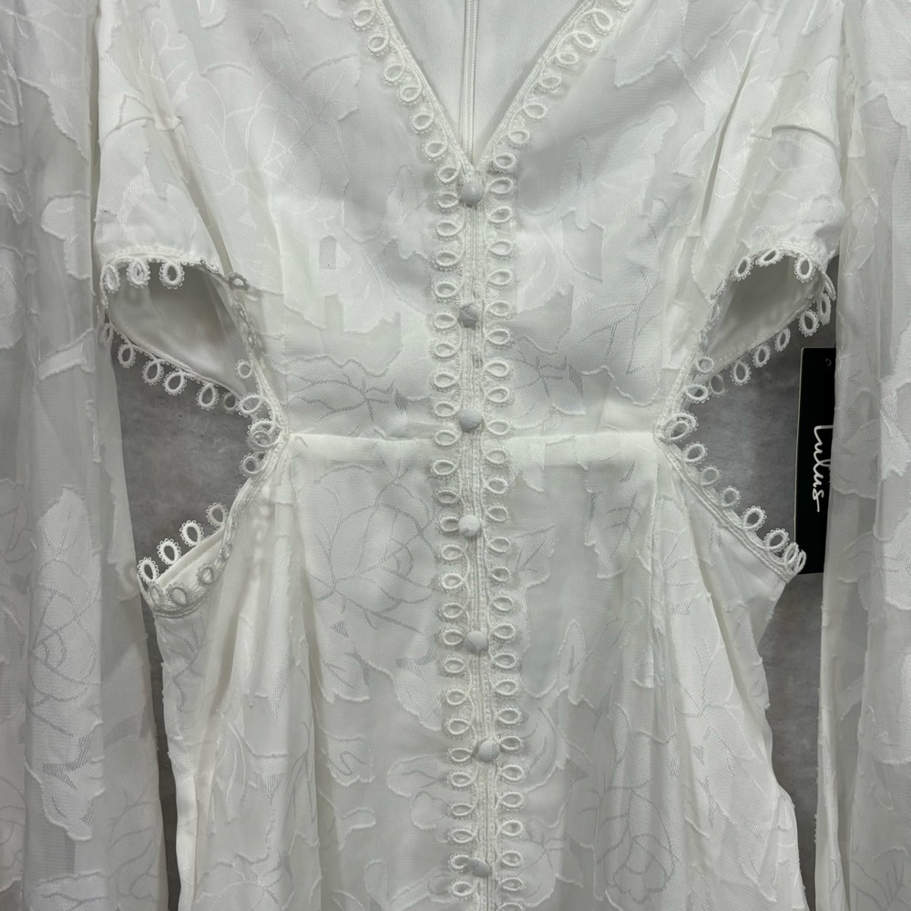 Lulus State of Grace White Long Sleeve Cutout Minidress Small - Picture 5 of 15